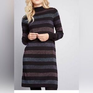 Sugarhill Brighton Sabrina Glittered Jewel Tone Stripe Knit Dress 16